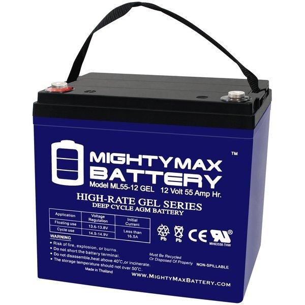 12V 55AH GEL Replacement Battery for Toyo 6GFM50, Mighty Max Battery, Mfr#: MAX3958066